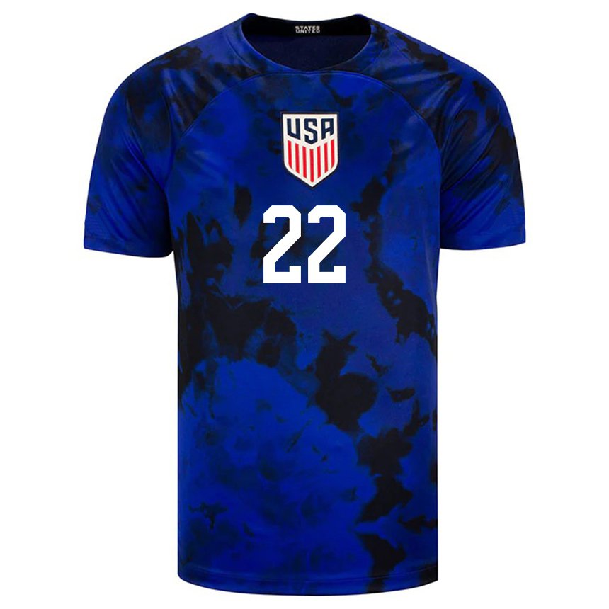 Hombre Camiseta Estados Unidos Reggie Cannon #22 Azul Real 2ª Equipación 22-24 La Camisa