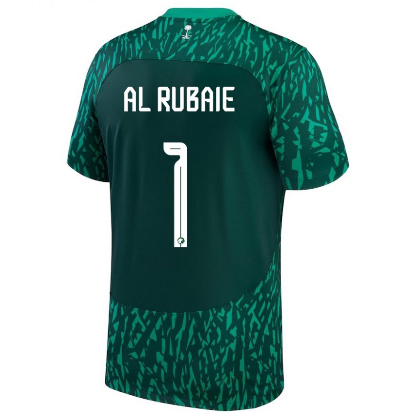 Hombre Camiseta Arabia Saudita Mohammed Al Rubaie #1 Verde Oscuro 2ª Equipación 22-24 La Camisa