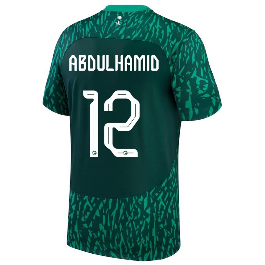 Hombre Camiseta Arabia Saudita Saud Abdulhamid #12 Verde Oscuro 2ª Equipación 22-24 La Camisa