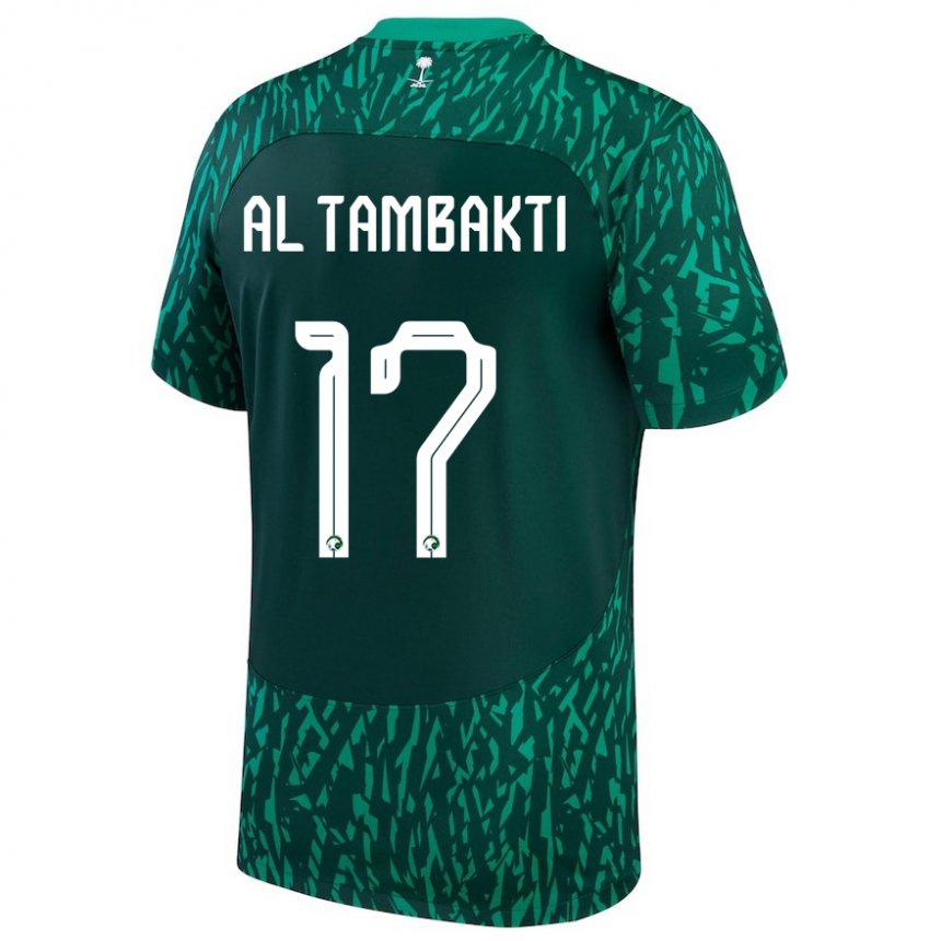 Hombre Camiseta Arabia Saudita Hassan Al Tambakti #17 Verde Oscuro 2ª Equipación 22-24 La Camisa