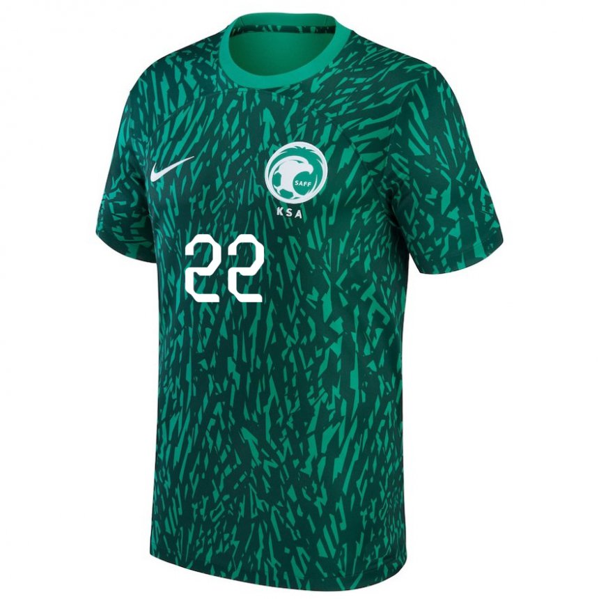 Hombre Camiseta Arabia Saudita Fawaz Al Qarni #22 Verde Oscuro 2ª Equipación 22-24 La Camisa