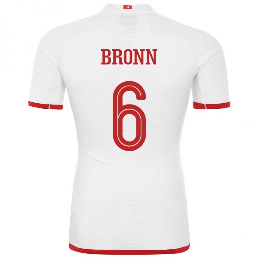 Hombre Camiseta Túnez Dylan Bronn #6 Blanco 2ª Equipación 22-24 La Camisa