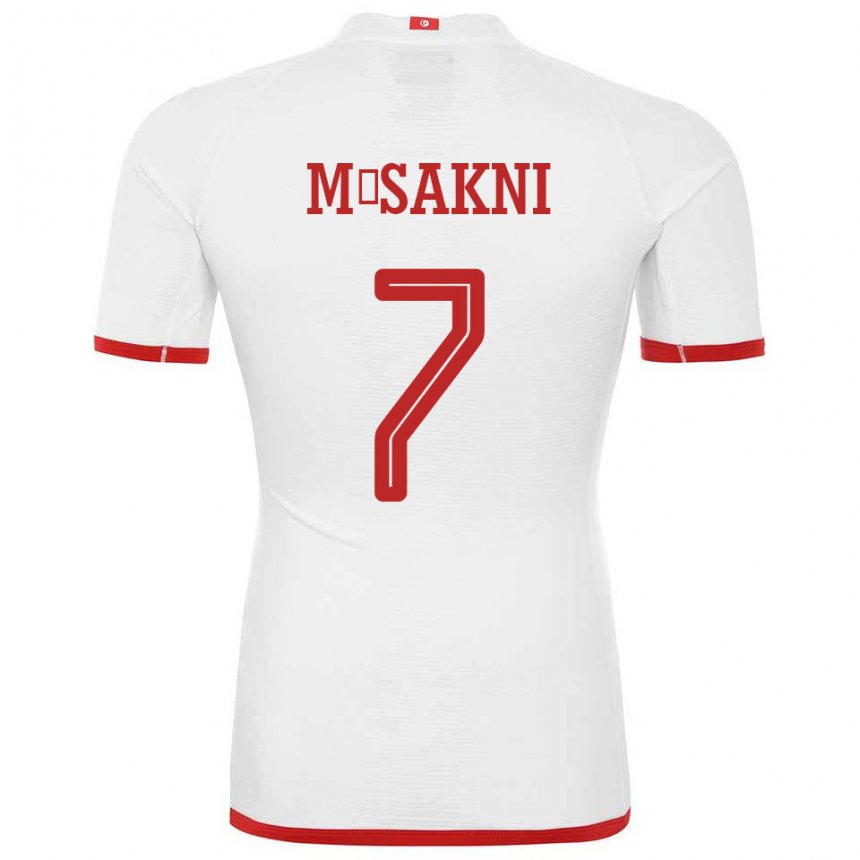 Hombre Camiseta Túnez Youssef M Sakni #7 Blanco 2ª Equipación 22-24 La Camisa