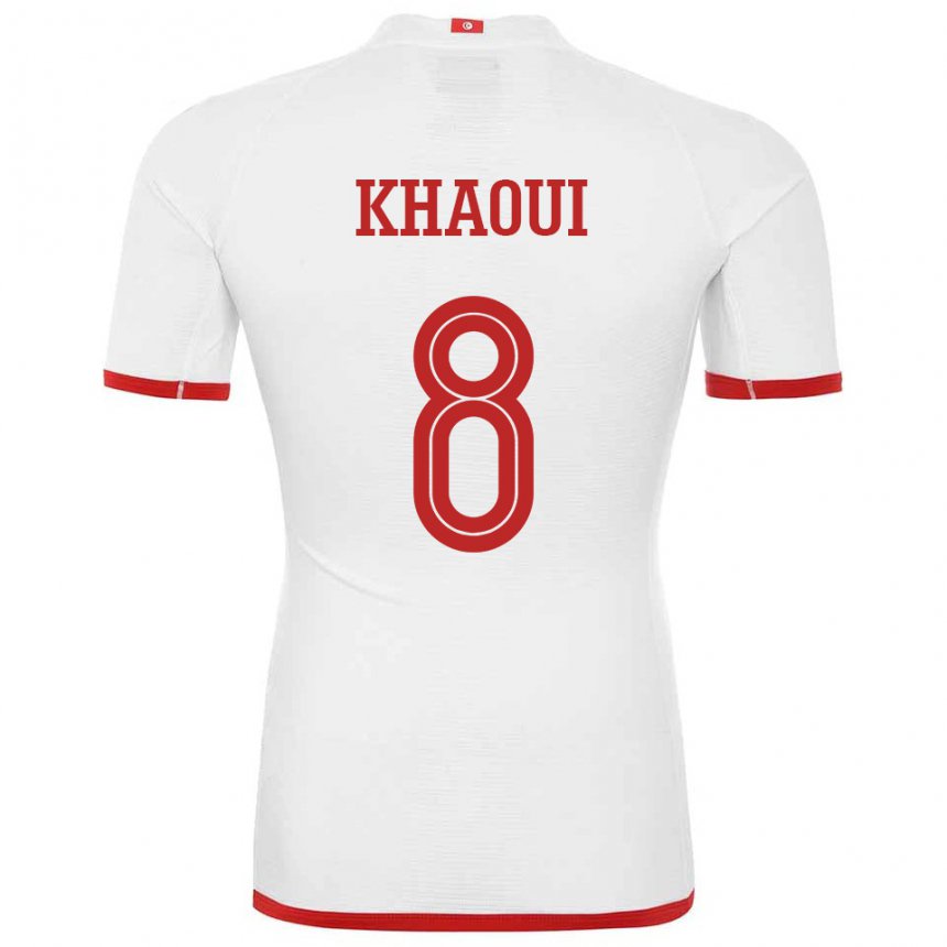 Hombre Camiseta Túnez Saif Eddine Khaoui #8 Blanco 2ª Equipación 22-24 La Camisa