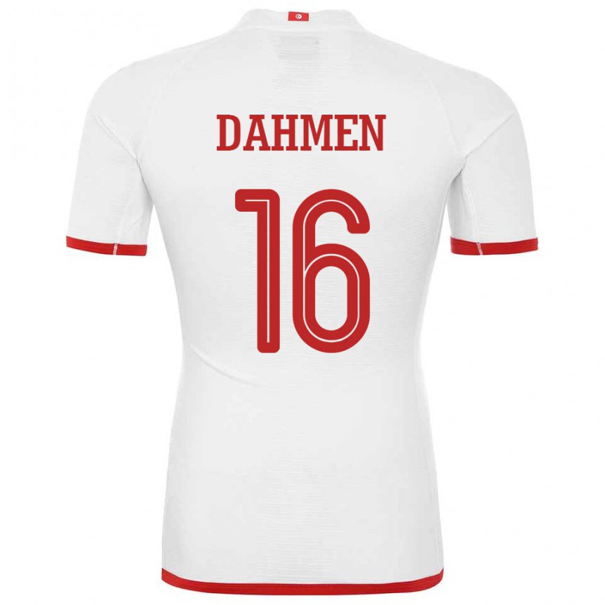 Hombre Camiseta Túnez Aymen Dahmen #16 Blanco 2ª Equipación 22-24 La Camisa