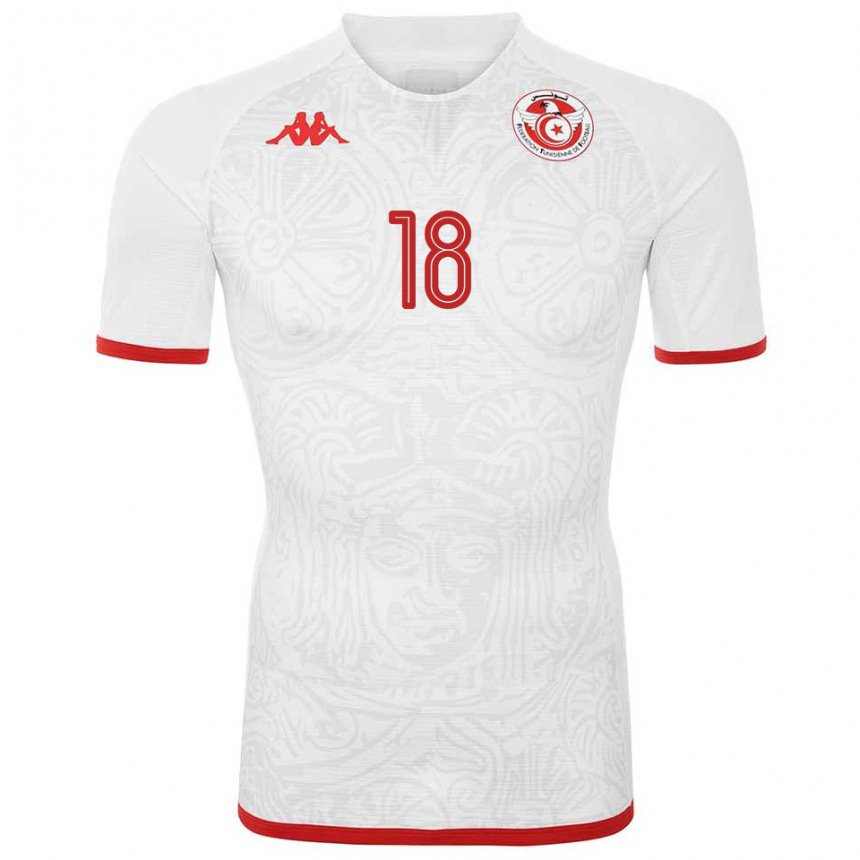 Hombre Camiseta Túnez Ghaliene Chaaleli #18 Blanco 2ª Equipación 22-24 La Camisa