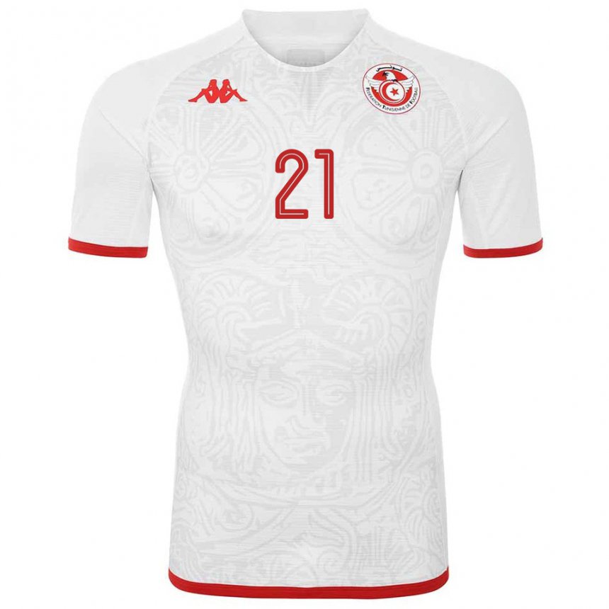 Hombre Camiseta Túnez Hamza Mathlouthi #21 Blanco 2ª Equipación 22-24 La Camisa