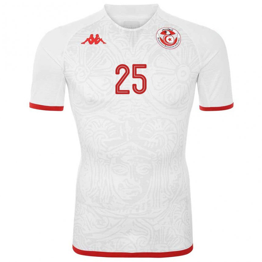 Hombre Camiseta Túnez Anis Ben Slimane #25 Blanco 2ª Equipación 22-24 La Camisa