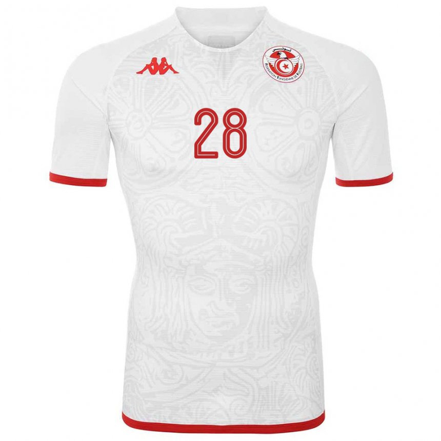 Hombre Camiseta Túnez Aissa Laidouni #28 Blanco 2ª Equipación 22-24 La Camisa