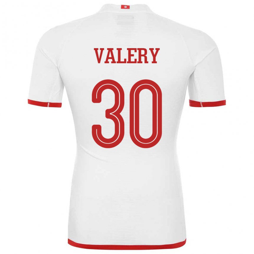 Hombre Camiseta Túnez Yann Valery #30 Blanco 2ª Equipación 22-24 La Camisa