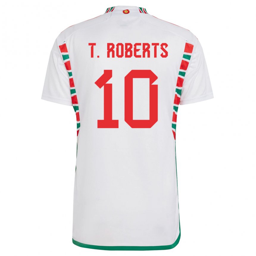 Hombre Camiseta Gales Tyler Roberts #10 Blanco 2ª Equipación 22-24 La Camisa