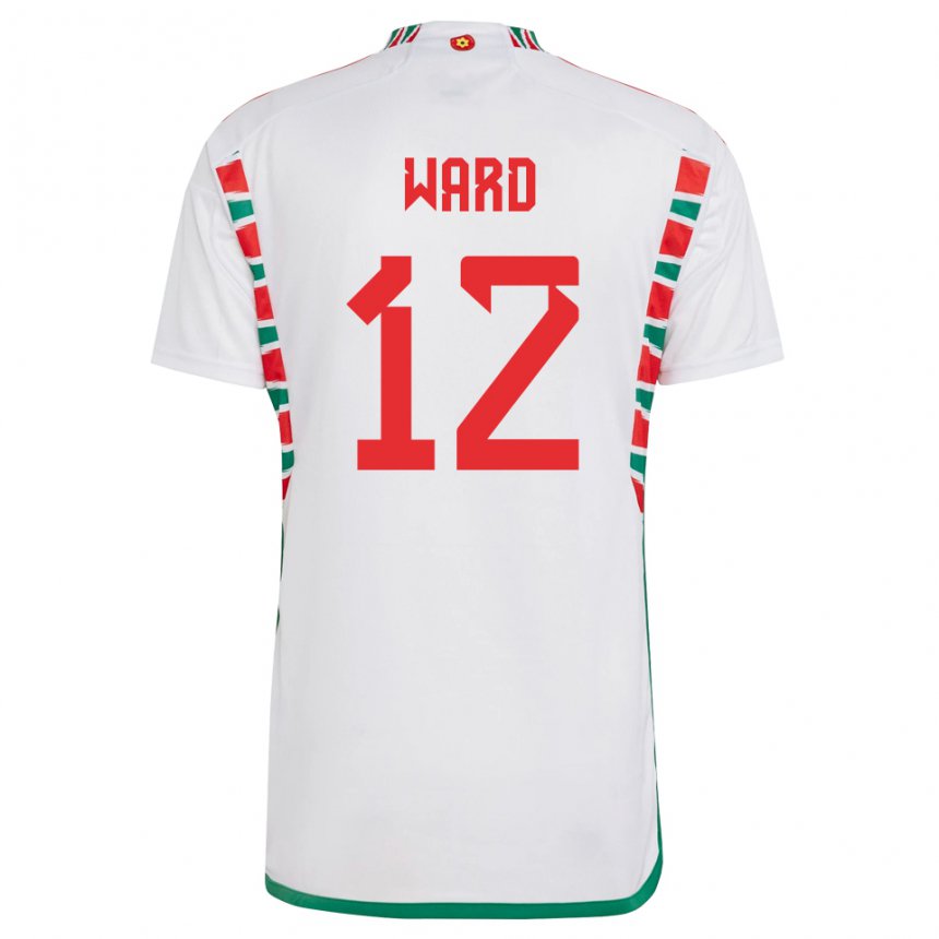 Hombre Camiseta Gales Danny Ward #12 Blanco 2ª Equipación 22-24 La Camisa