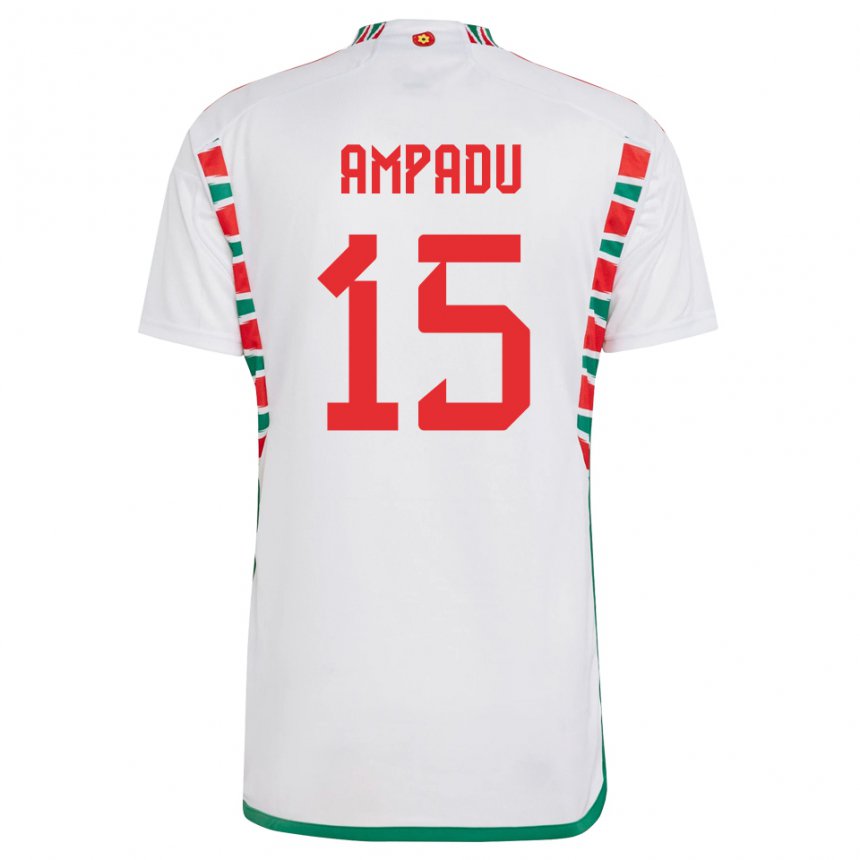 Hombre Camiseta Gales Ethan Ampadu #15 Blanco 2ª Equipación 22-24 La Camisa