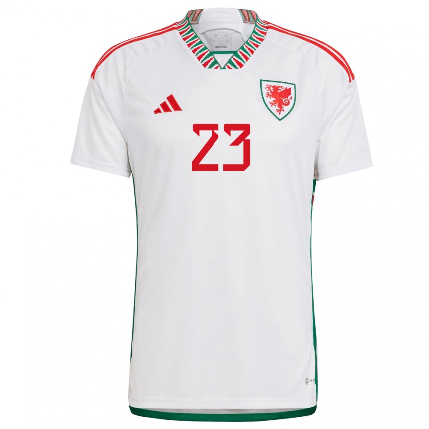 Hombre Camiseta Gales Jordan James #23 Blanco 2ª Equipación 22-24 La Camisa