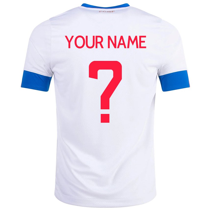 Hombre Camiseta Costa Rica Su Nombre #0 Blanco 2ª Equipación 22-24 La Camisa