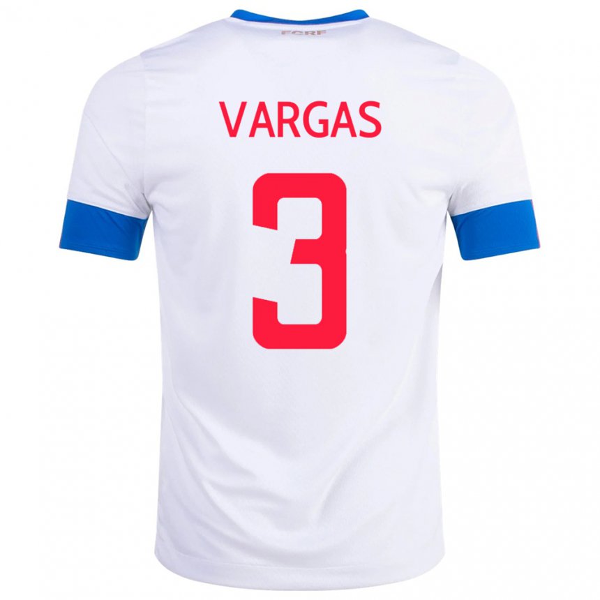 Hombre Camiseta Costa Rica Juan Pablo Vargas #3 Blanco 2ª Equipación 22-24 La Camisa