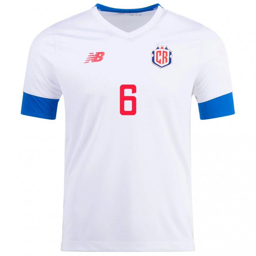 Hombre Camiseta Costa Rica Oscar Duarte #6 Blanco 2ª Equipación 22-24 La Camisa