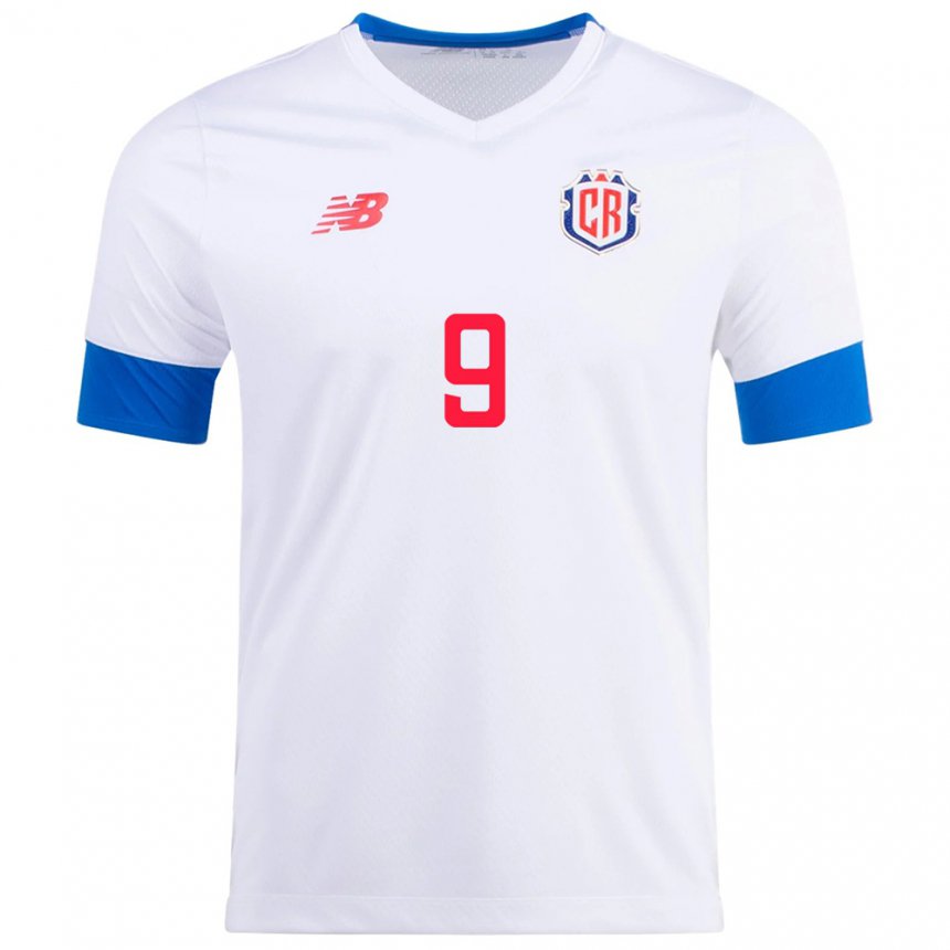 Hombre Camiseta Costa Rica Jewison Bennette #9 Blanco 2ª Equipación 22-24 La Camisa