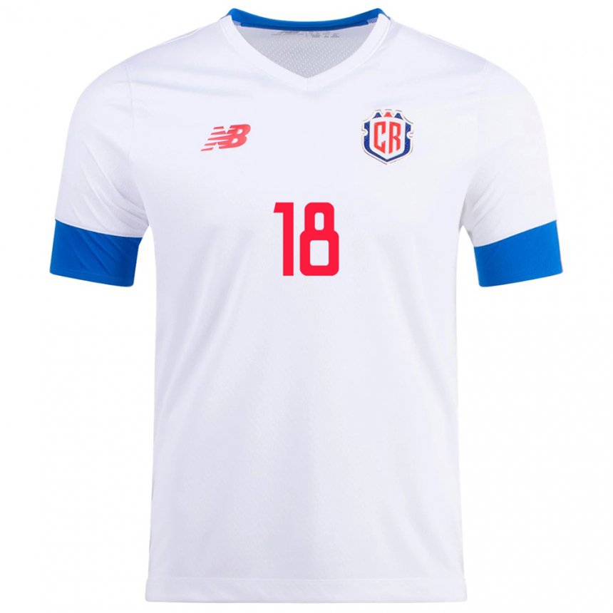 Hombre Camiseta Costa Rica Aaron Cruz #18 Blanco 2ª Equipación 22-24 La Camisa