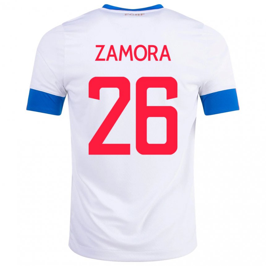 Hombre Camiseta Costa Rica Alvaro Zamora #26 Blanco 2ª Equipación 22-24 La Camisa