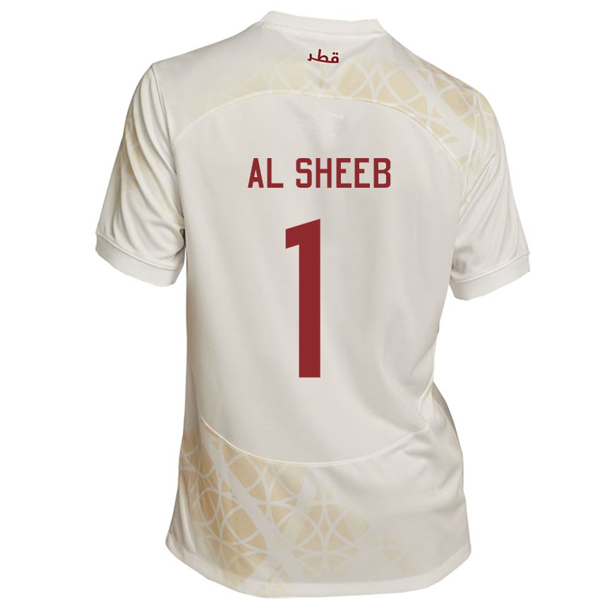 Hombre Camiseta Catar Saad Al Sheeb #1 Beis Dorado 2ª Equipación 22-24 La Camisa