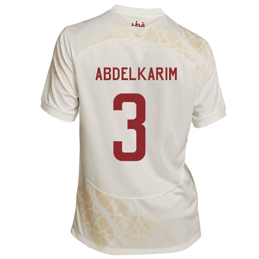 Hombre Camiseta Catar Abdelkarim Hassan #3 Beis Dorado 2ª Equipación 22-24 La Camisa