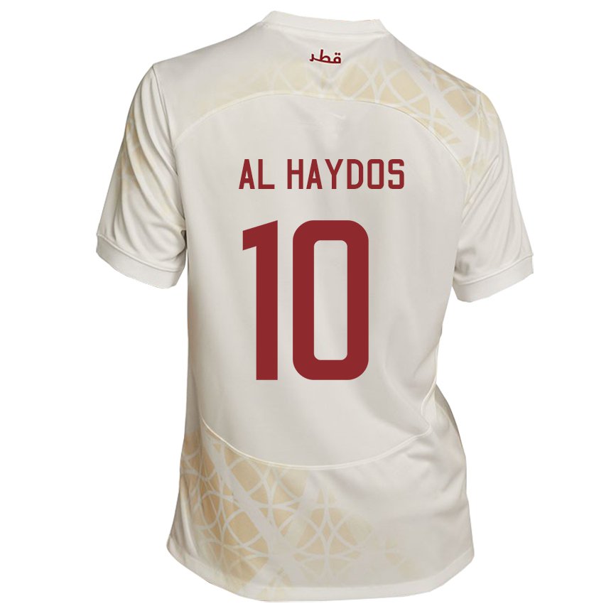 Hombre Camiseta Catar Hasan Al Haydos #10 Beis Dorado 2ª Equipación 22-24 La Camisa