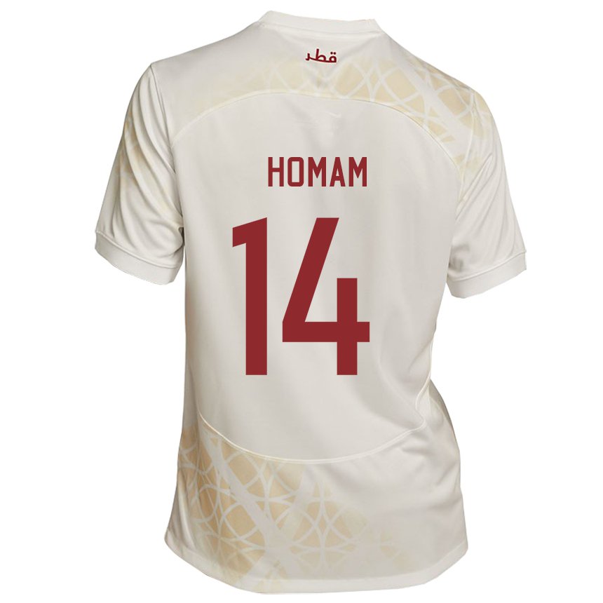 Hombre Camiseta Catar Homam Ahmed #14 Beis Dorado 2ª Equipación 22-24 La Camisa