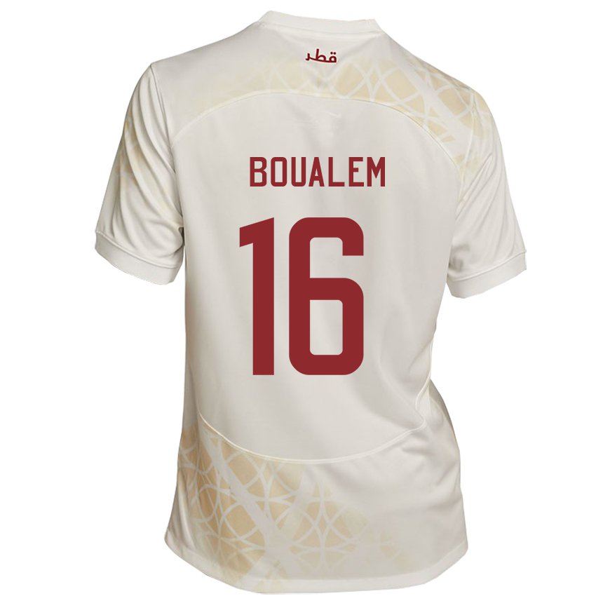 Hombre Camiseta Catar Boualem Khoukhi #16 Beis Dorado 2ª Equipación 22-24 La Camisa