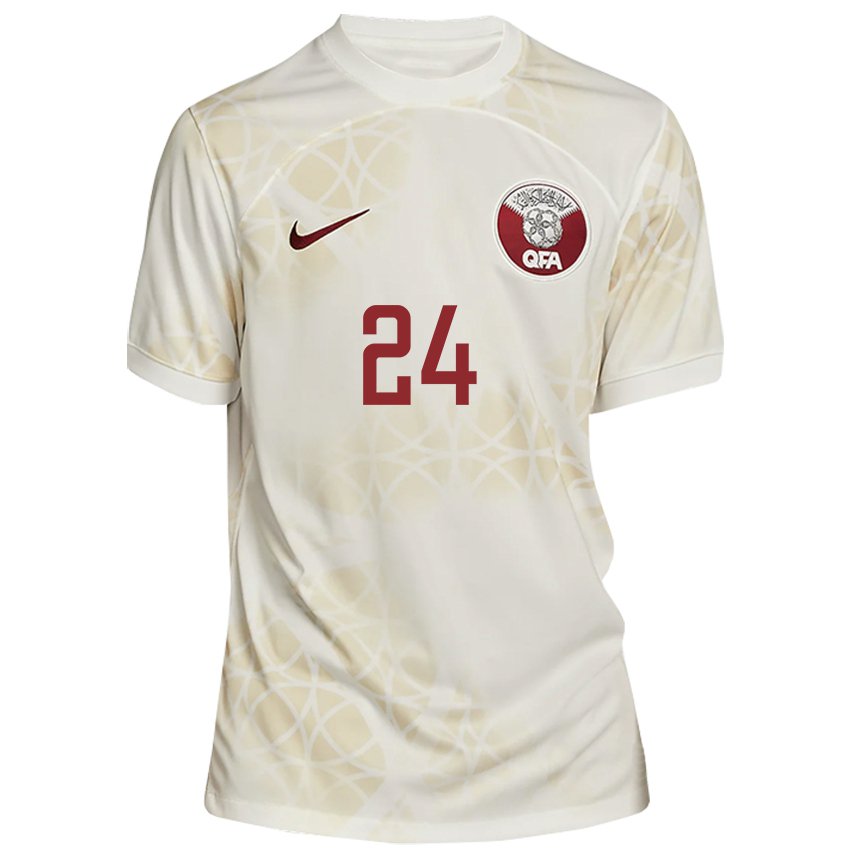 Hombre Camiseta Catar Naif Abdulraheem Al Hadhrami #24 Beis Dorado 2ª Equipación 22-24 La Camisa