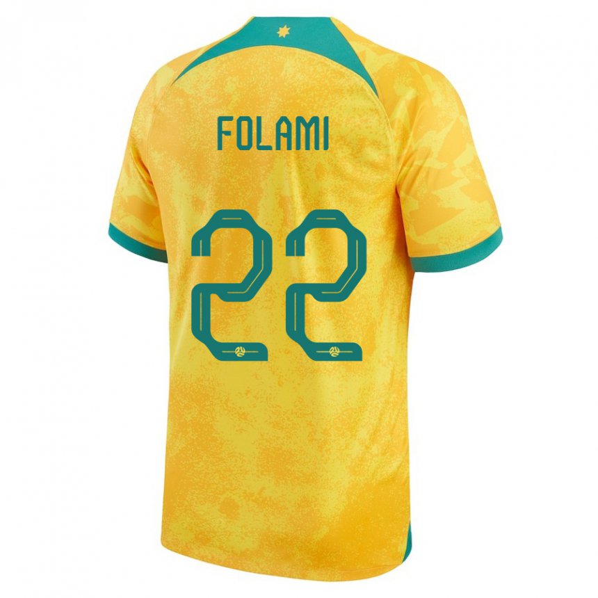 Mujer Camiseta Australia Ben Folami #22 Dorado 1ª Equipación 22-24 La Camisa