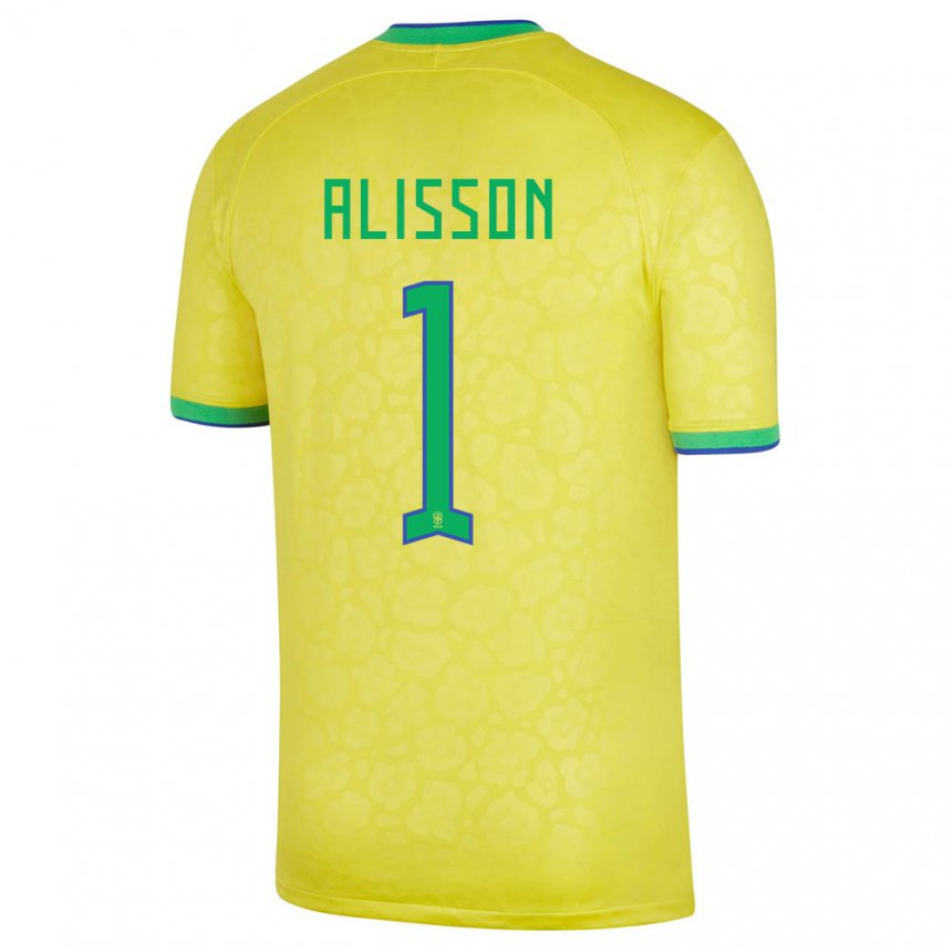 Mujer Camiseta Brasil Alisson #1 Amarillo 1ª Equipación 22-24 La Camisa