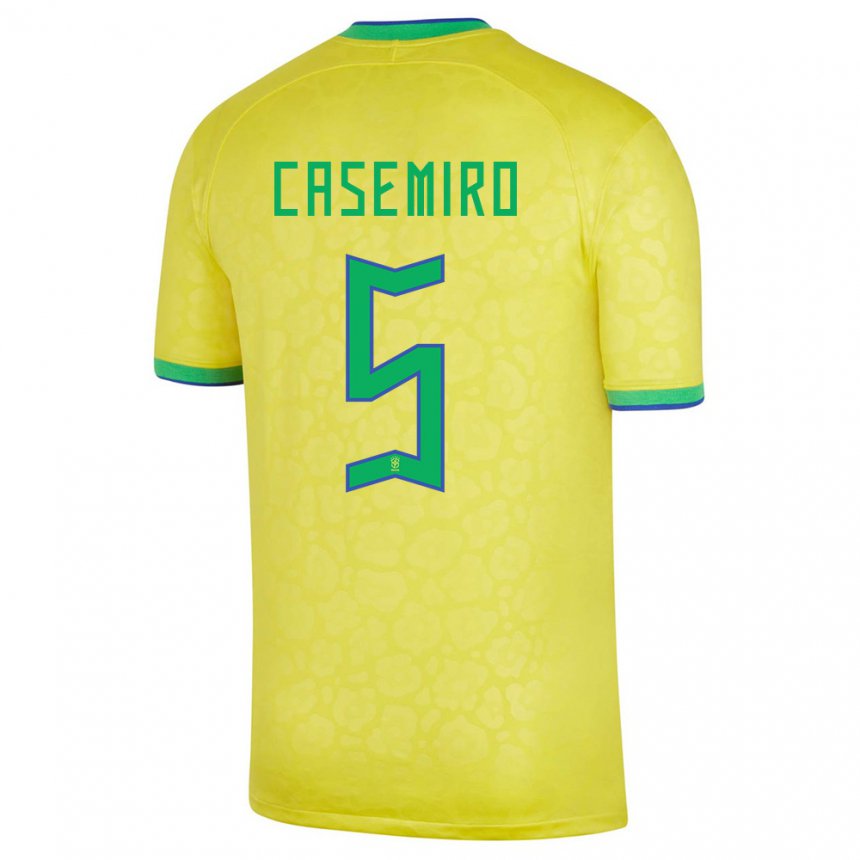 Mujer Camiseta Brasil Casemiro #5 Amarillo 1ª Equipación 22-24 La Camisa