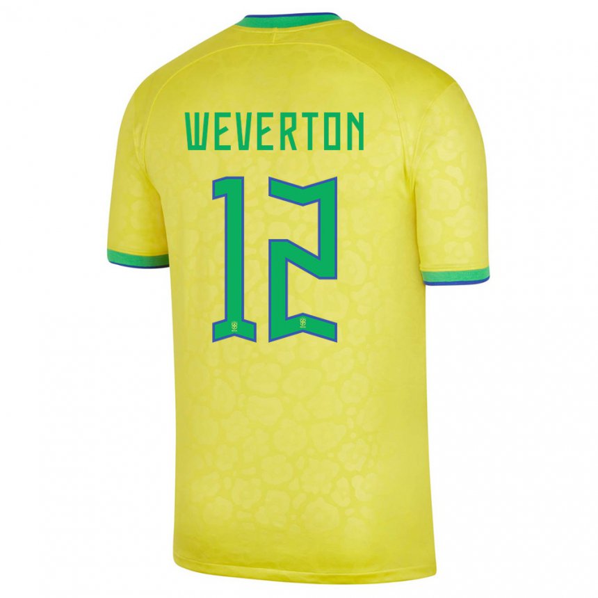 Mujer Camiseta Brasil Weverton #12 Amarillo 1ª Equipación 22-24 La Camisa