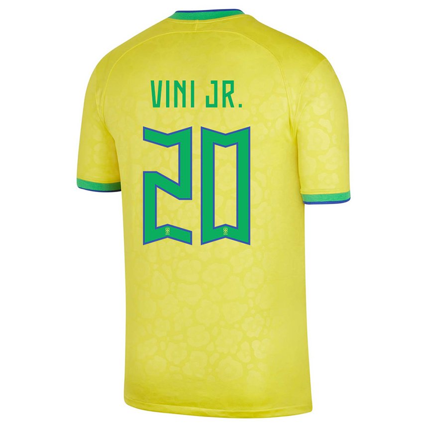 Mujer Camiseta Brasil Vinicius Junior #20 Amarillo 1ª Equipación 22-24 La Camisa