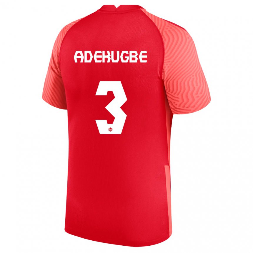 Mujer Camiseta Canadá Samuel Adekugbe #3 Rojo 1ª Equipación 22-24 La Camisa