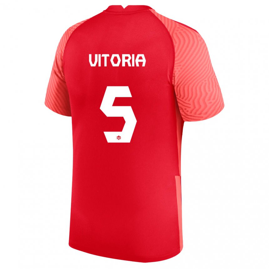 Mujer Camiseta Canadá Steven Vitoria #5 Rojo 1ª Equipación 22-24 La Camisa