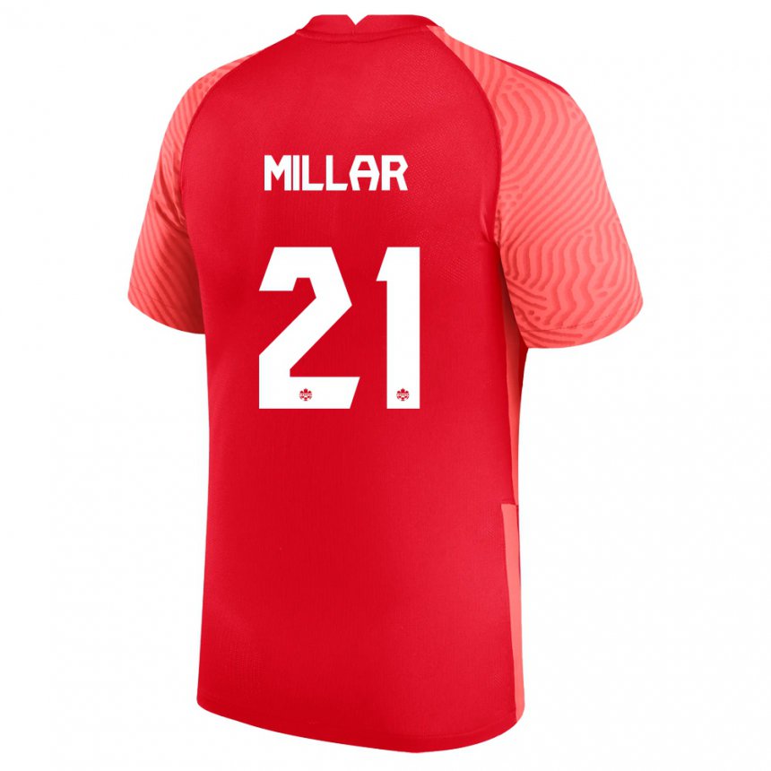 Mujer Camiseta Canadá Liam Millar #21 Rojo 1ª Equipación 22-24 La Camisa