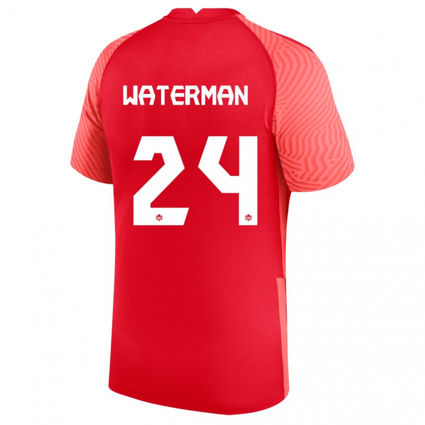 Mujer Camiseta Canadá Joel Waterman #24 Rojo 1ª Equipación 22-24 La Camisa
