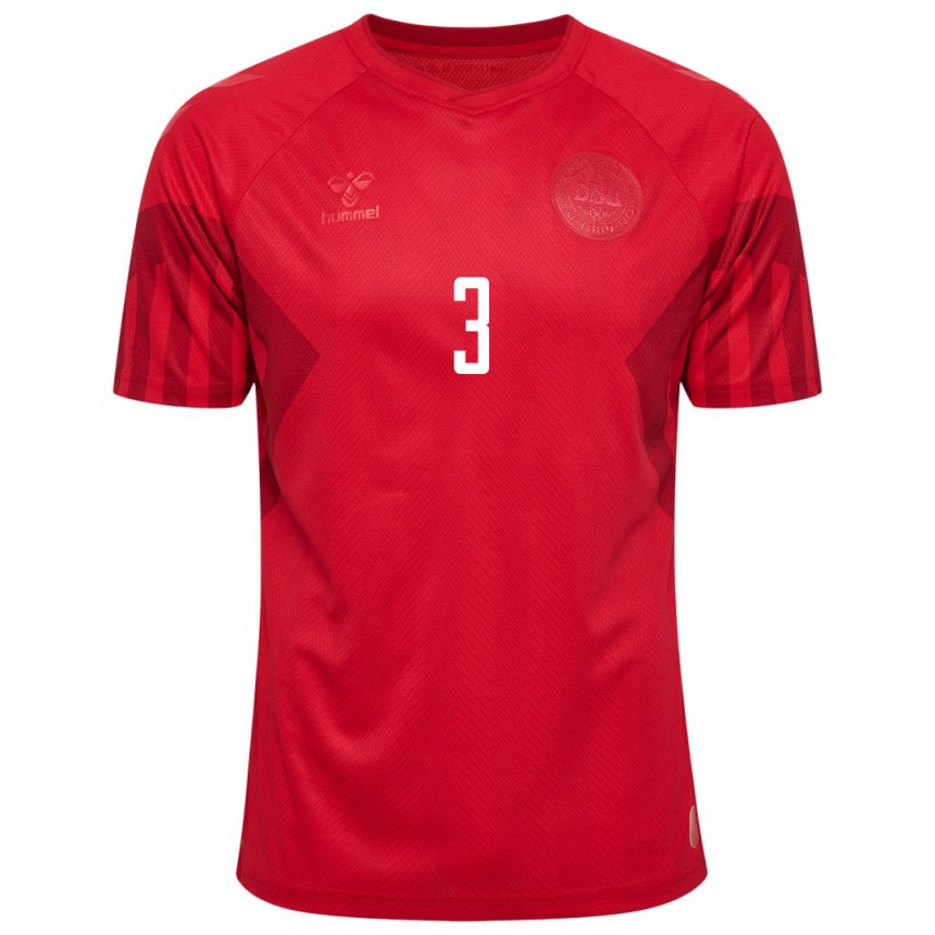 Mujer Camiseta Dinamarca Victor Nelsson #3 Rojo 1ª Equipación 22-24 La Camisa