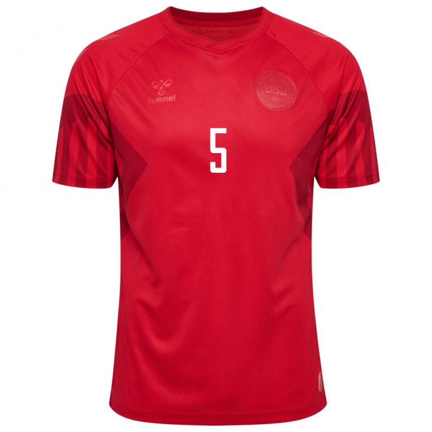 Mujer Camiseta Dinamarca Joakim Maehle #5 Rojo 1ª Equipación 22-24 La Camisa