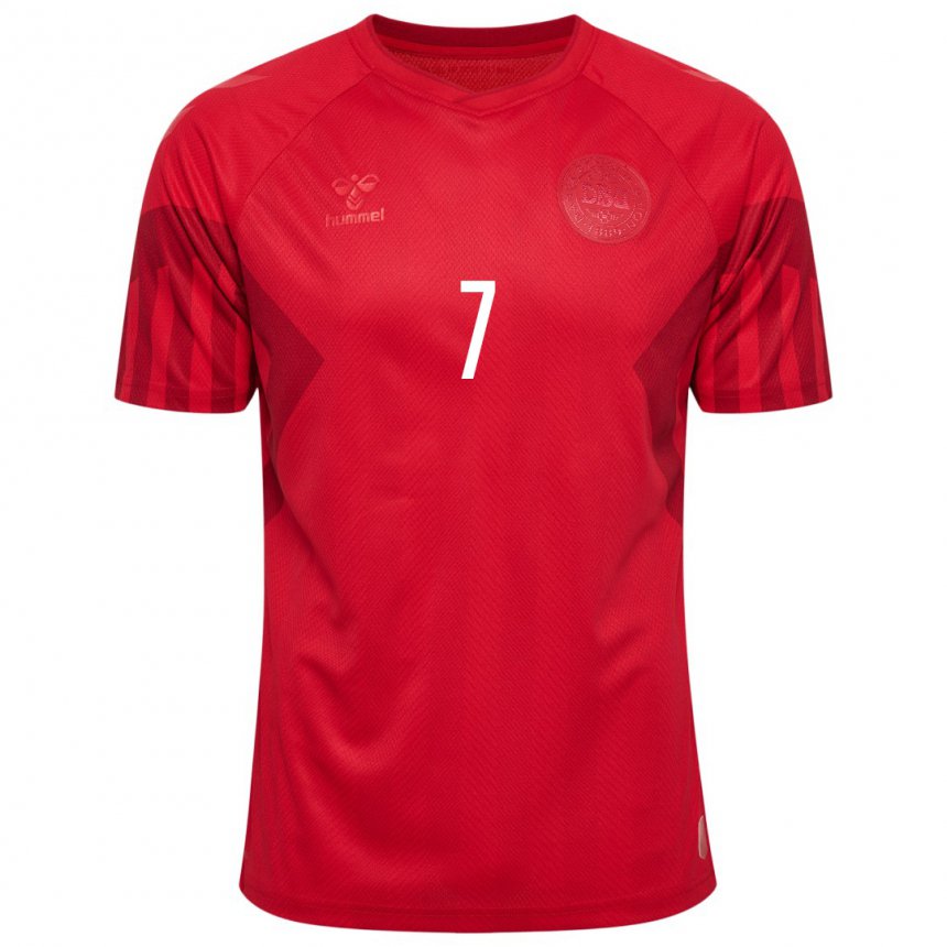 Mujer Camiseta Dinamarca Mathias Jensen #7 Rojo 1ª Equipación 22-24 La Camisa