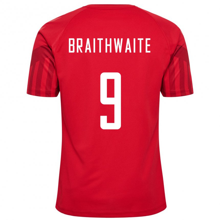 Mujer Camiseta Dinamarca Martin Braithwaite #9 Rojo 1ª Equipación 22-24 La Camisa