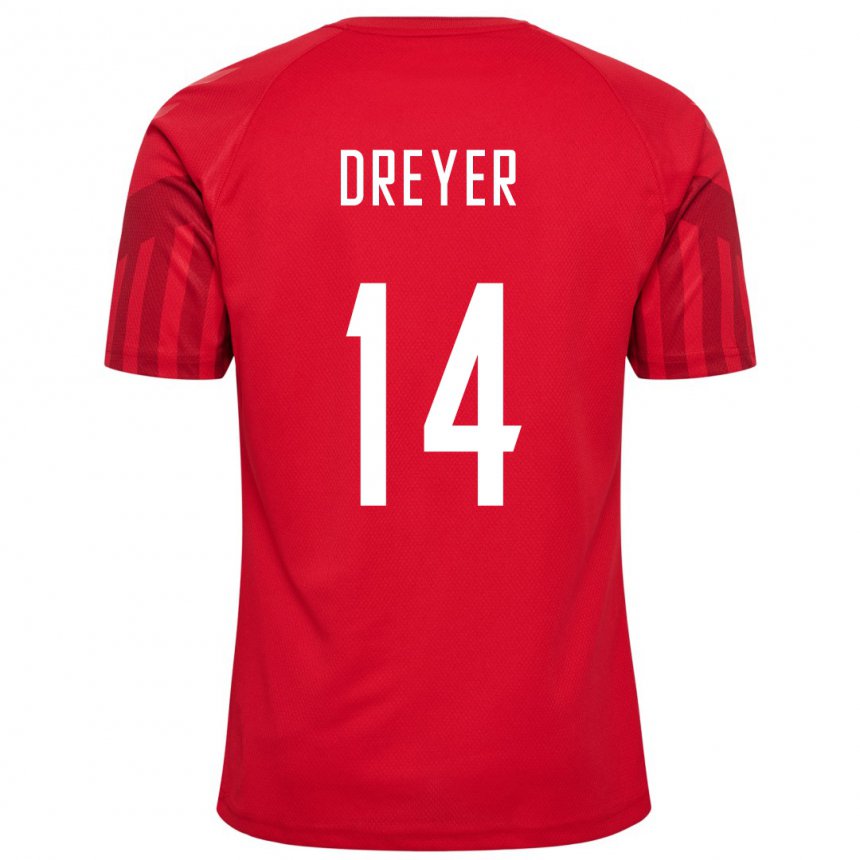 Mujer Camiseta Dinamarca Anders Dreyer #14 Rojo 1ª Equipación 22-24 La Camisa
