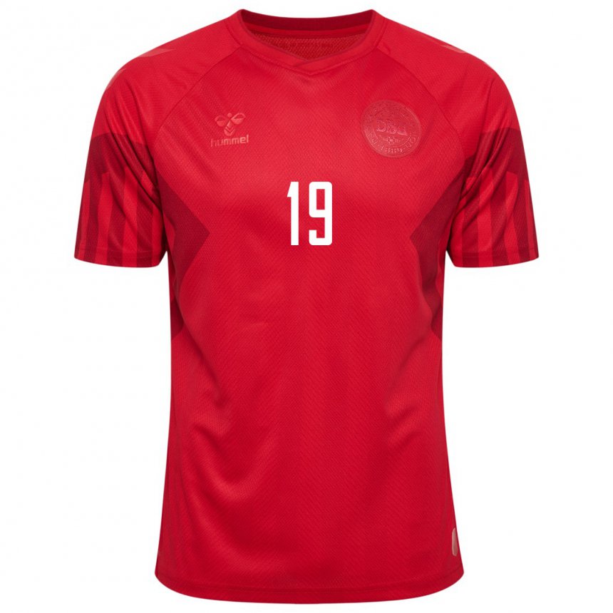 Mujer Camiseta Dinamarca Jesper Lindstrom #19 Rojo 1ª Equipación 22-24 La Camisa