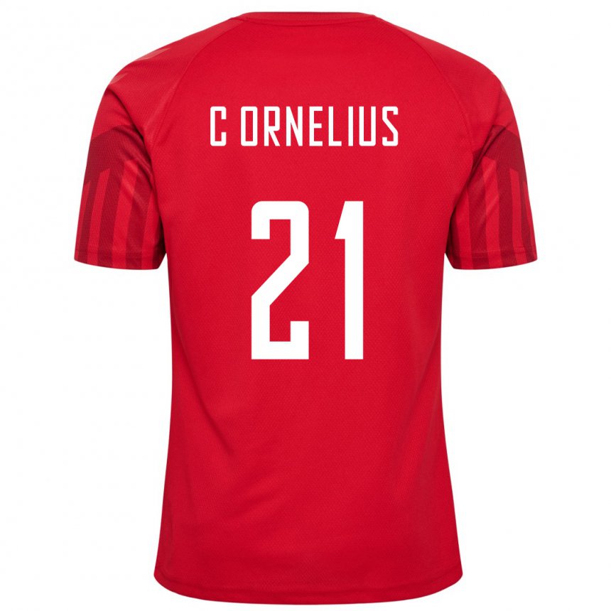 Mujer Camiseta Dinamarca Andreas Cornelius #21 Rojo 1ª Equipación 22-24 La Camisa
