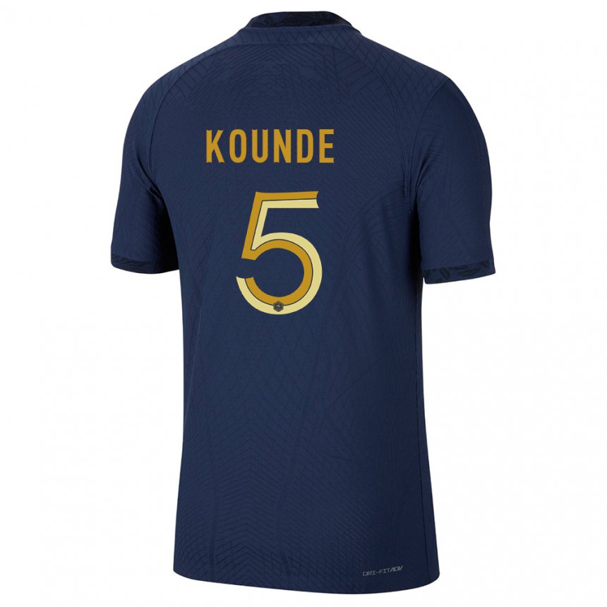 Mujer Camiseta Francia Jules Kounde #5 Azul Marino 1ª Equipación 22-24 La Camisa
