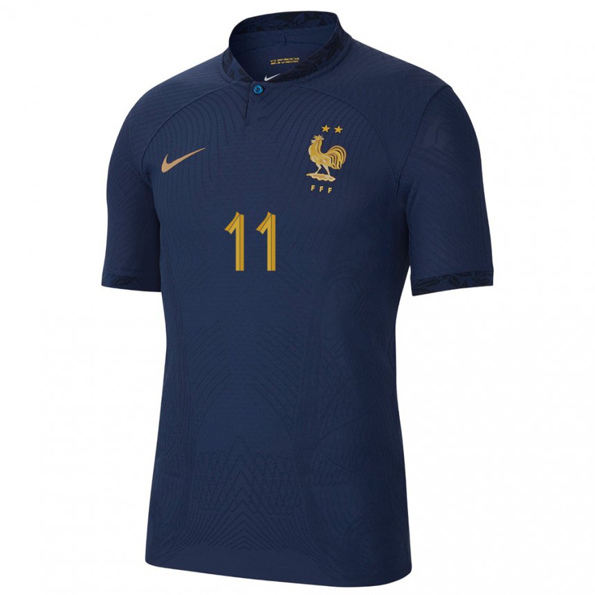 Mujer Camiseta Francia Ousmane Dembele #11 Azul Marino 1ª Equipación 22-24 La Camisa