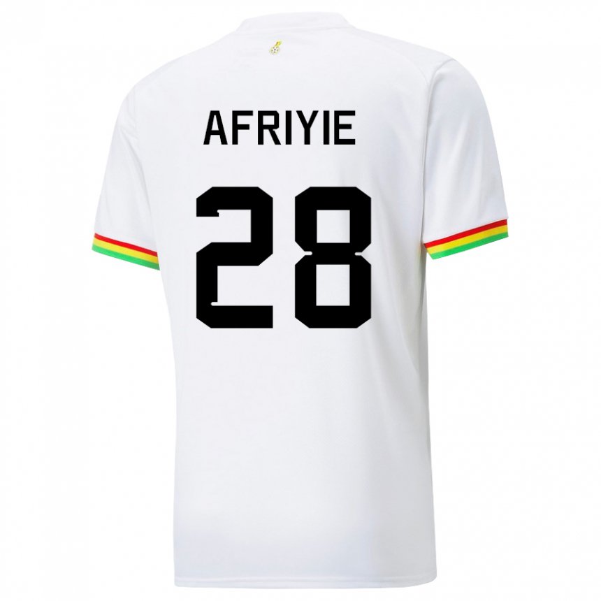 Mujer Camiseta Ghana Daniel Afriyie #28 Blanco 1ª Equipación 22-24 La Camisa