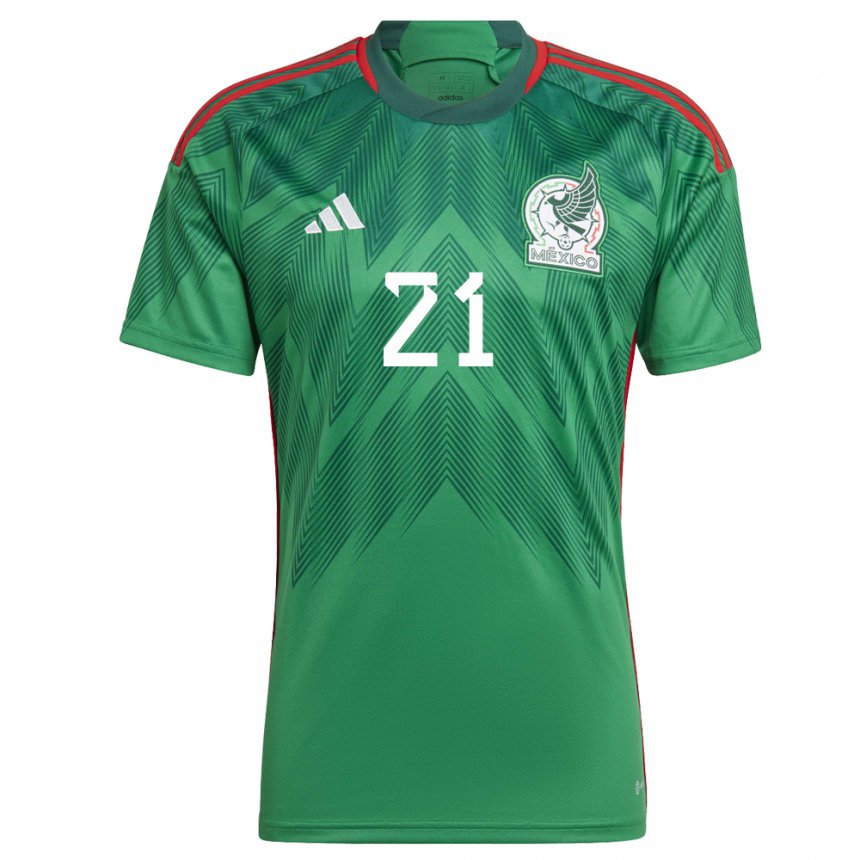 Mujer Camiseta México Roberto Alvarado #21 Verde 1ª Equipación 22-24 La Camisa